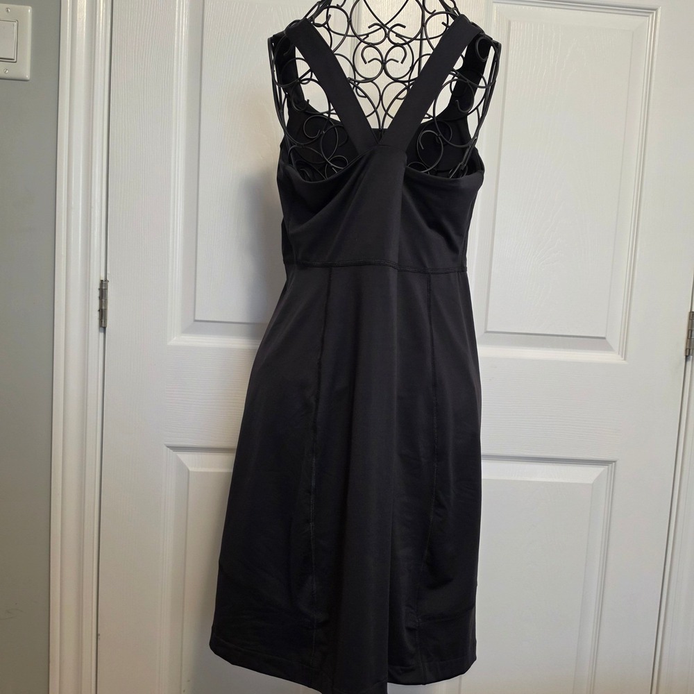 Lands' End Black Tonal Cross Back Active Dress Built-in Bra Medium 10-12 - Picture 2 of 10